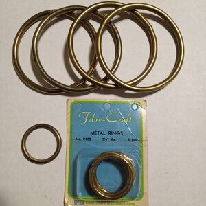 Vintage Fibre-Craft Brass Colored Metal Rings - 4 ea. 3 1/2" & 6 ea. 1 1/2" Dia.